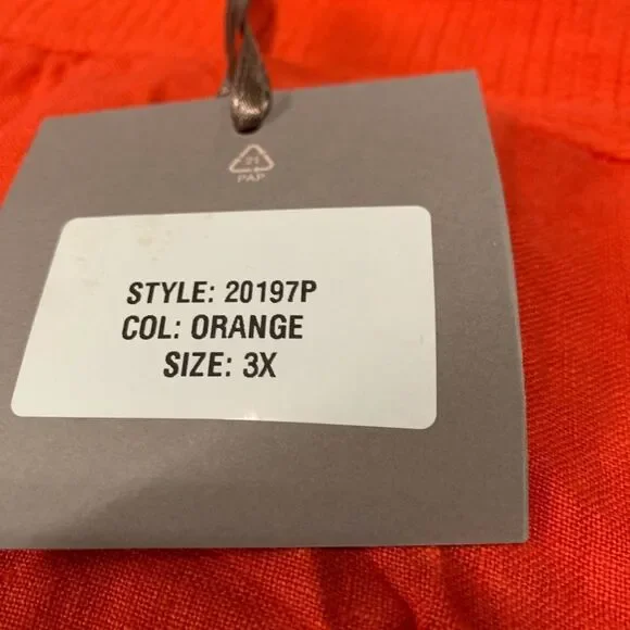 New Saiph Lab Womens Orange 100% Linen Shirt Plus Size 3X Top‎ Made Italy - Picture 4 of 7